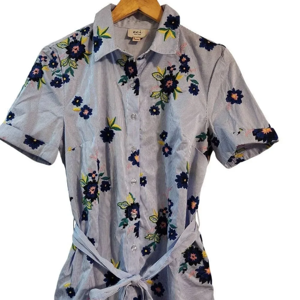 Floral Embroidered Shirt Dress - Picture 2 of 8